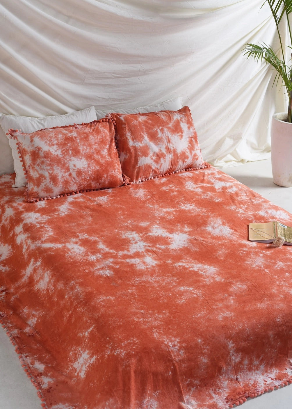 Orange Tie Dye Bedsheets with Pillow Covers - Image 2