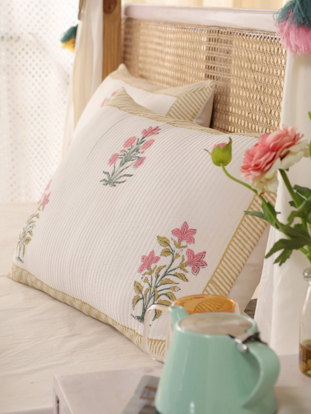 Boho Comforter Quilt Set with Pillowcases | Handmade Soft Blanket for Bedroom Decor - Image 4