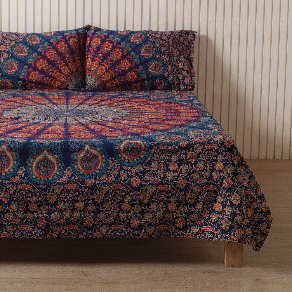 Blue Mandala Bedsheets with pillow covers
