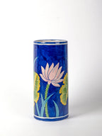Blue Pottery Cylinderical Flower Vase