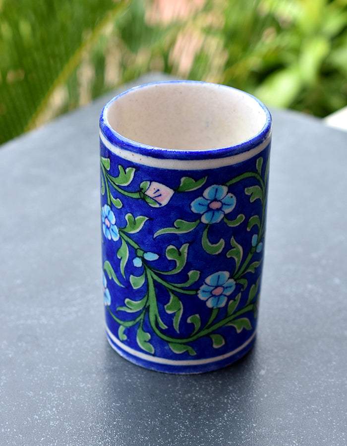 Handmade Blue Pottery Cylinder Main image