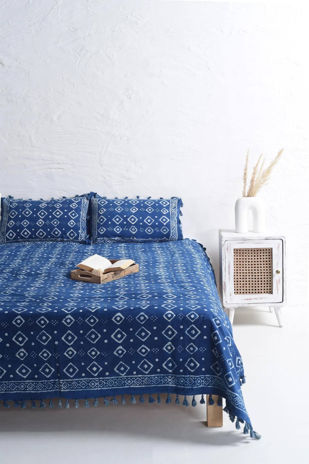 Boho Stone Washed Block Printed Bedsheet and Pillow Set Secondary image