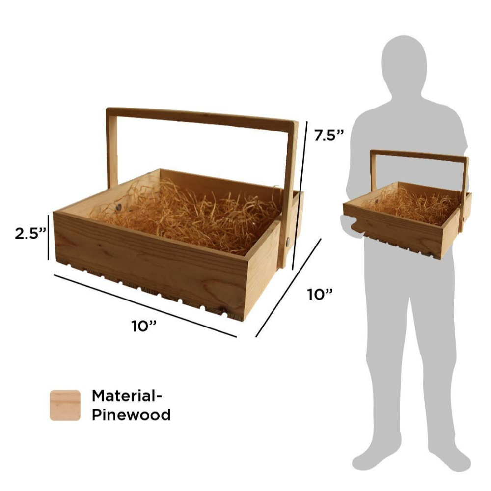 Wooden Basket with Handle