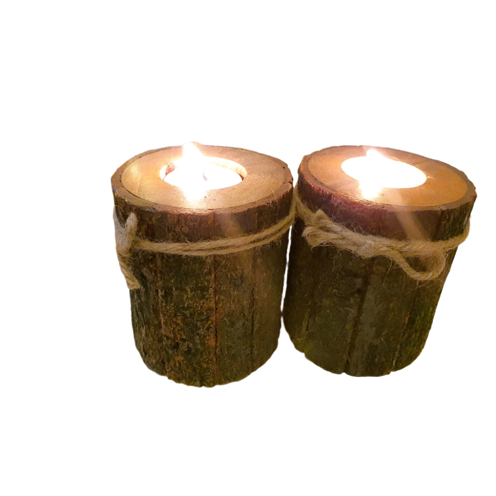 Candle Holder With Side Bark