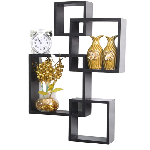 Wooden Intersecting Wall Shelves