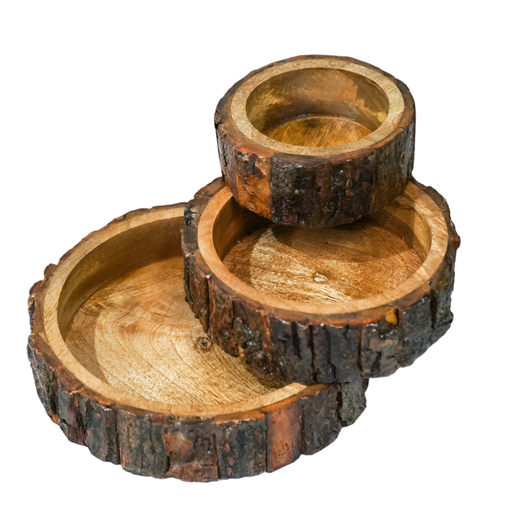 Wooden Serving Tray Set of 3