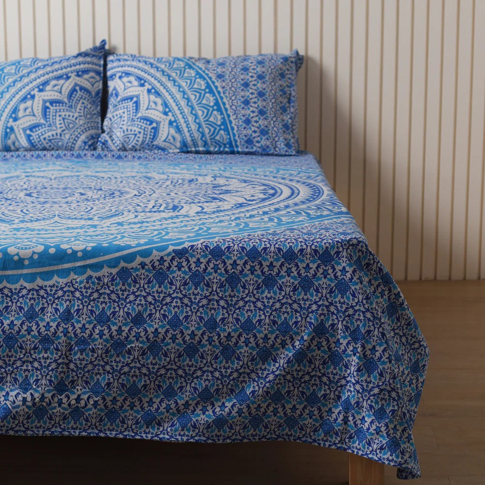 Midnight Blue Mandala Bedsheets with pillow covers Secondary image