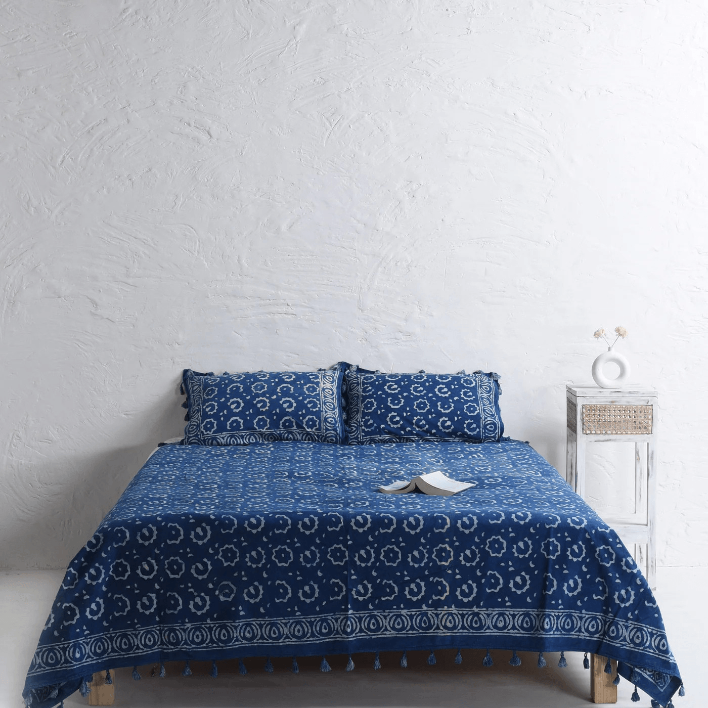 Mud Cloth Blue Block Printed Bedsheet and Pillow Set Main image