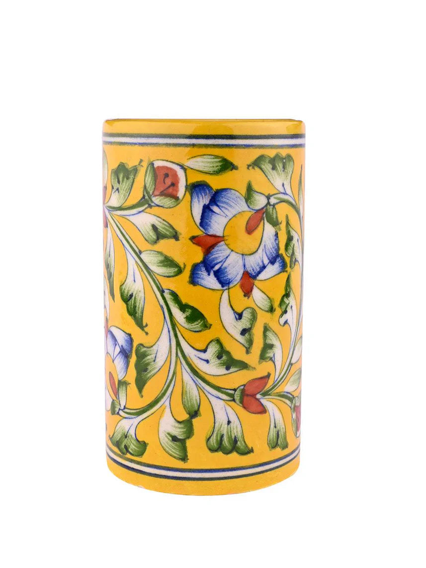 Handmade Blue pottery Cylinder Pen Stand Secondary image