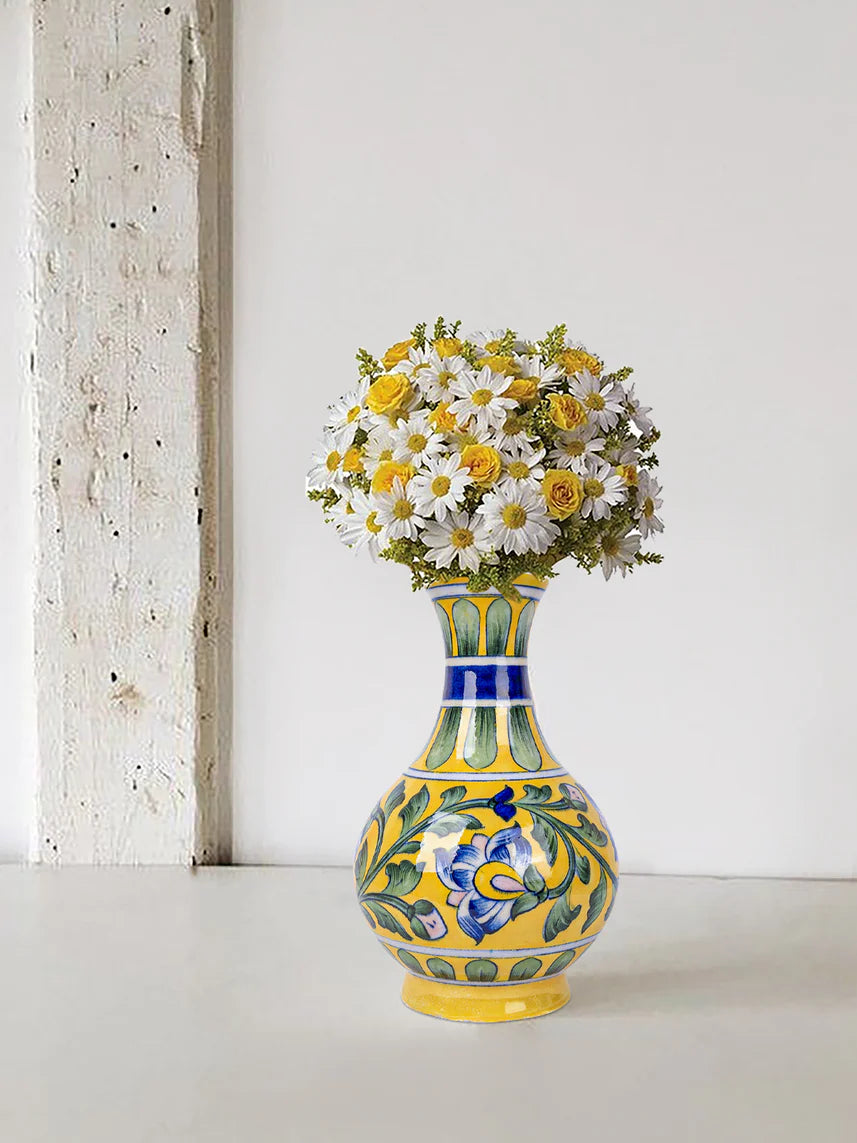 Blue Pottery Surahi Yellow color Main image